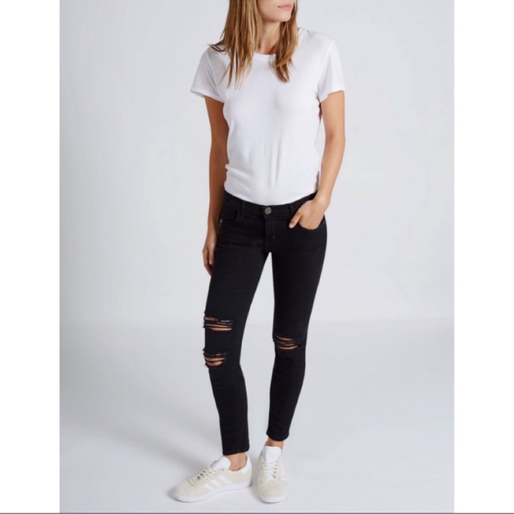 Current/Elliott The Stiletto Black Distressed Women Jeans